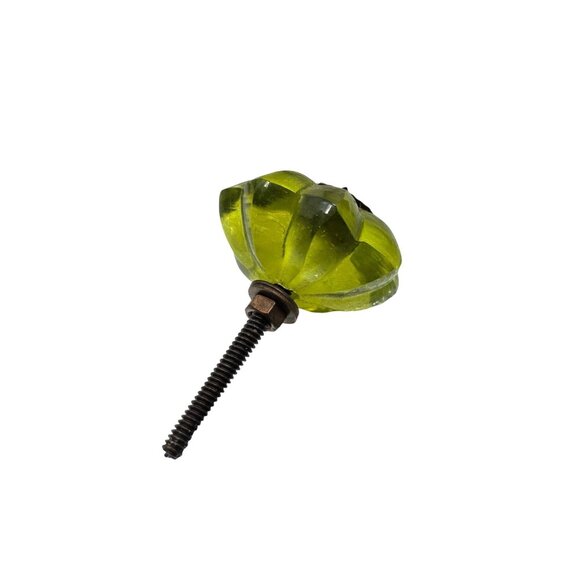 Vintage Green Glass Drawer Knob With Antique Bronze Hardware - Picture 2 of 4